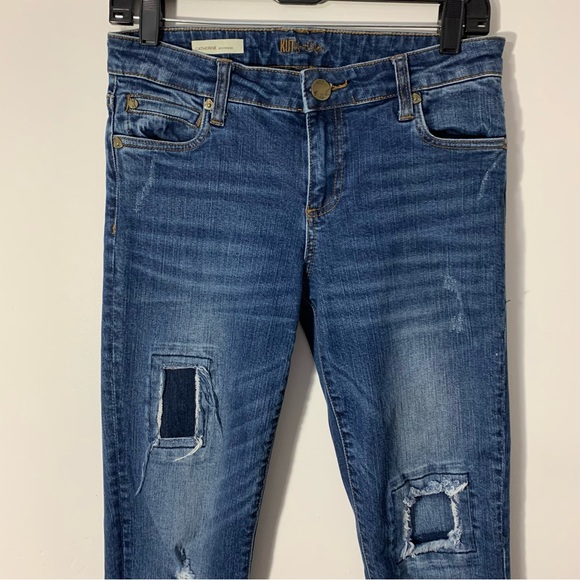 EUC Kut From The Kloth Catherine Boyfriend Distressed Patch Jeans Size 2 - Picture 5 of 14